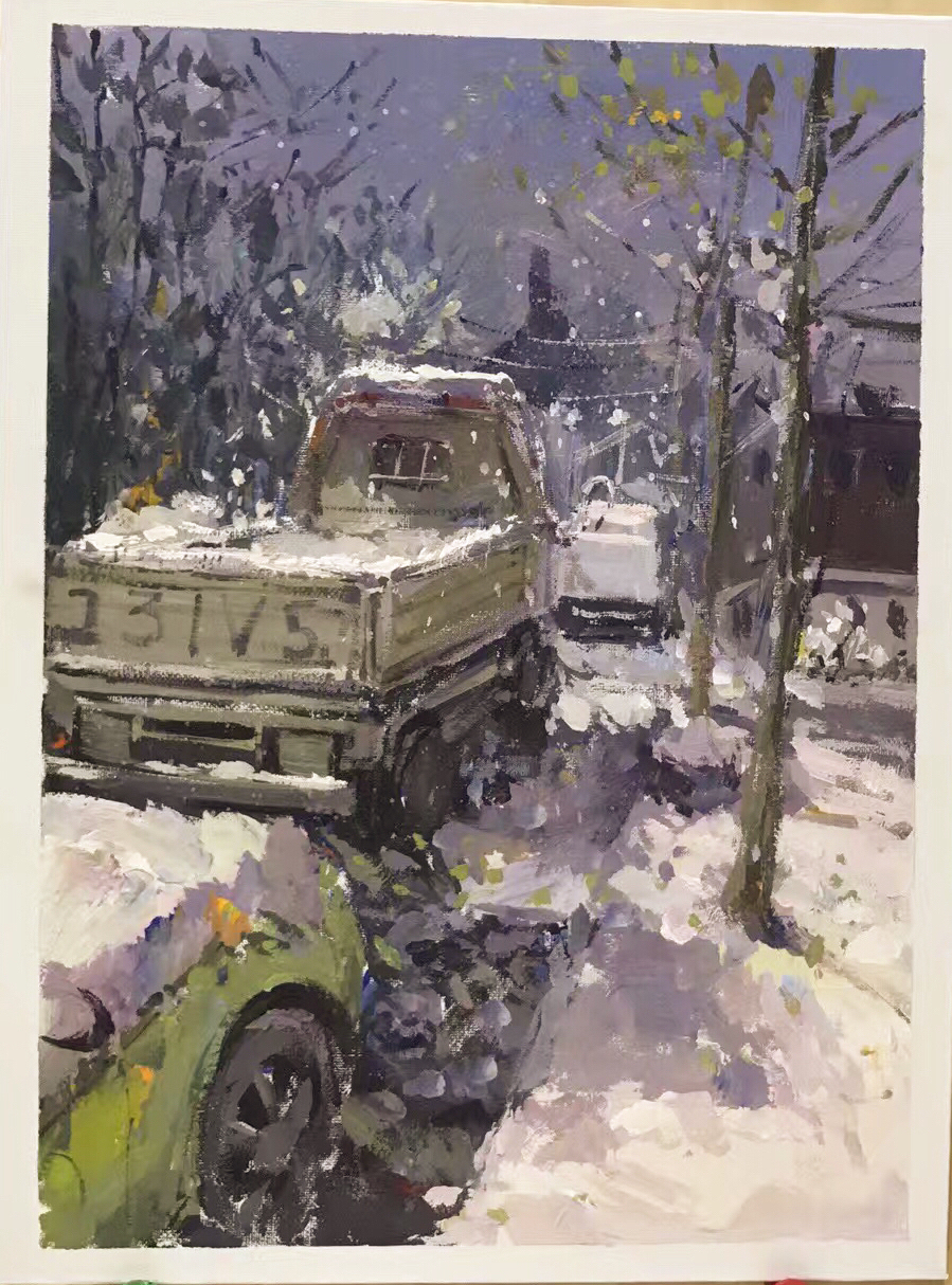 北京畫室色彩靜物汽車場(chǎng)景范畫作